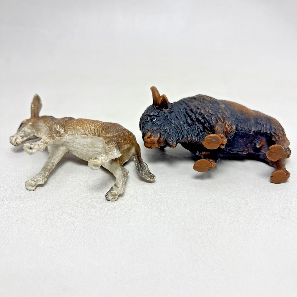 Schleich Brown American Buffalo BIison And Donkey Western Animal Figure - Picture 4 of 7